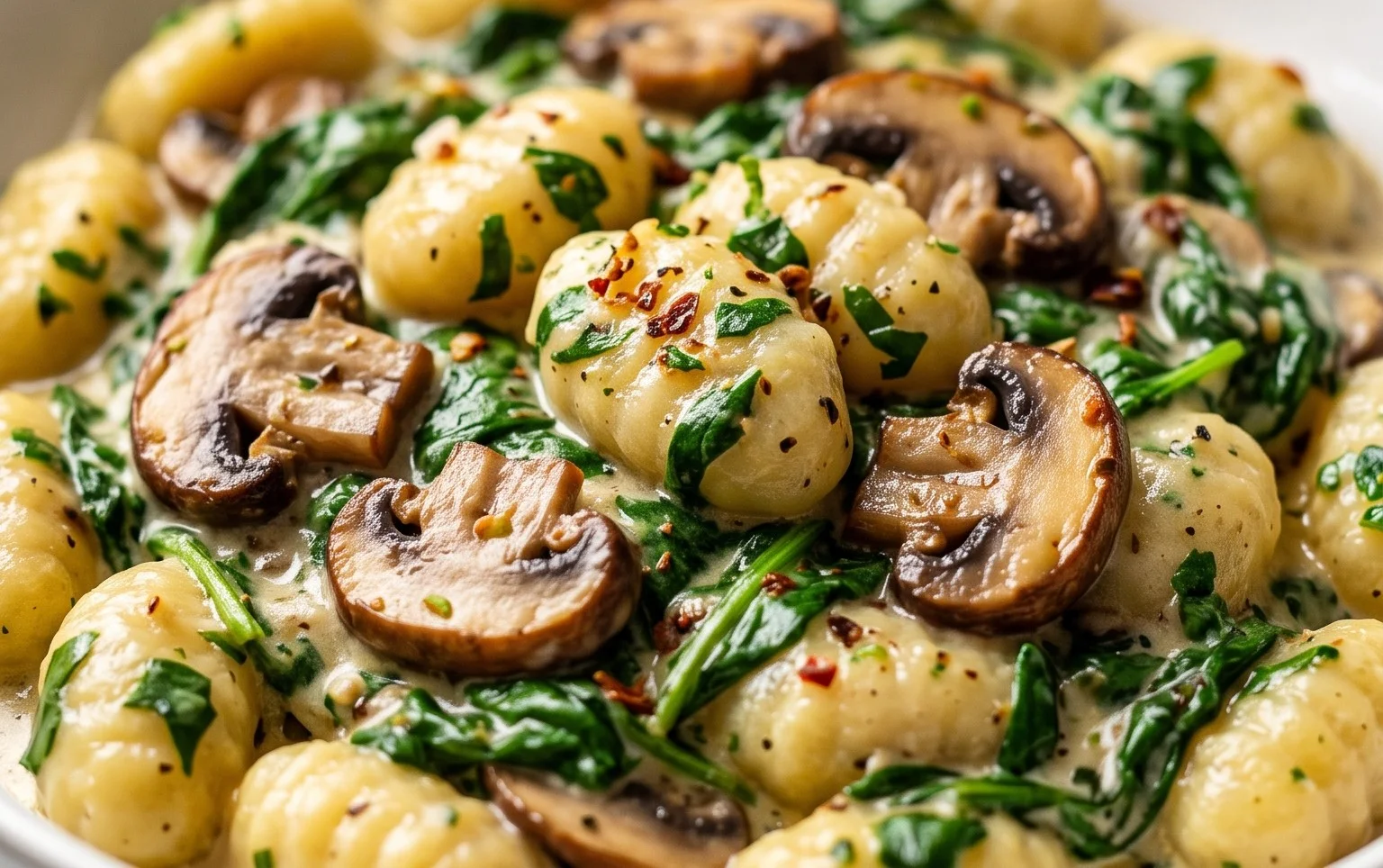 Creamy Spinach and Mushroom Gnocchi (One-Pan, 20 Minutes)